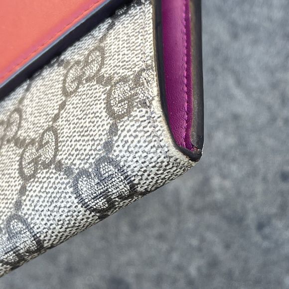 Gucci GG Supreme Monogram Calfskin Padlock Continental Wallet Red Pink - Picture 5 of 13